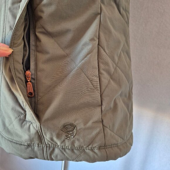 Mountain Hardwear Potrero Insulated Hooded Vest Removable Faux-Fur Zip-Up Green - Picture 6 of 14